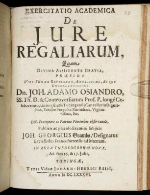 Exercitatio Academica De Iure Regaliarum