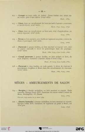 Sièges – Ameublement de salon (Nr. 119-125)