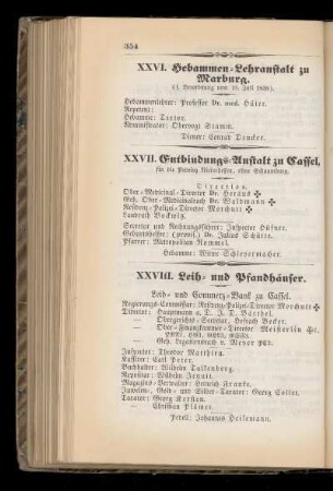 XXVI. Hebammen=Lehranstalt zu Marburg.