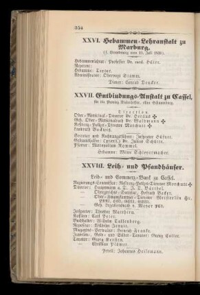 XXVI. Hebammen=Lehranstalt zu Marburg.