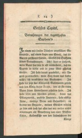 Sechstes Capitel. Betrachtungen des tugendhaften Euphem's