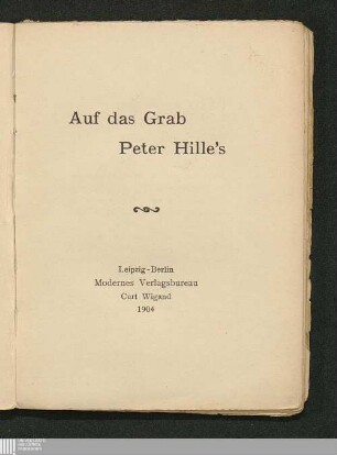 Auf das Grab Peter Hille's