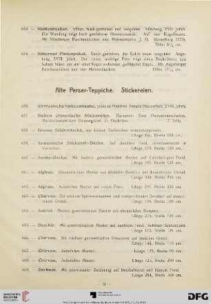 Alte Perser-Teppiche, Stickereien, Holzschnitzereien, Möbel und Einrichtungsgegenstände (Nr. 655-742)