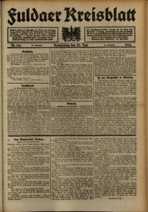 Ausgabe vom Donnerstag, den 25. Juni 1914.