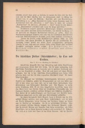 Die schlesischen Pascher (Schleichhändler), ihr Tun und Treiben