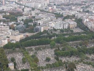 Blick vom Hochhaus Tour Montparnasse auf den Friedhof Montparnasse