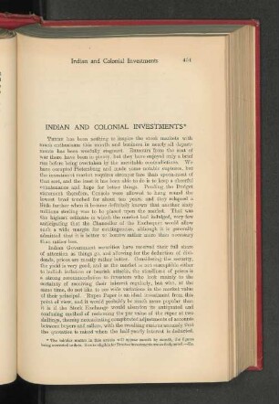 Indian and Colonial Investments.