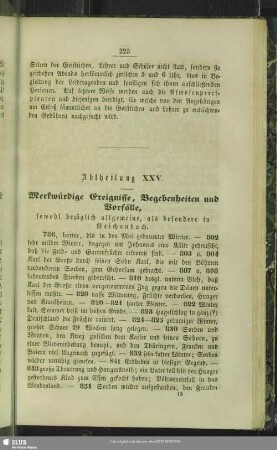 Abtheilung XXV. [XXVI.] Merkwürdige Ereignisse, Begebenheiten und Vorfälle, ...