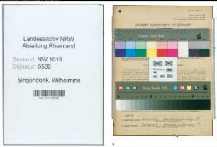 Entnazifizierung Wilhelmine Singendonk , geb. 08.04.1907 ()