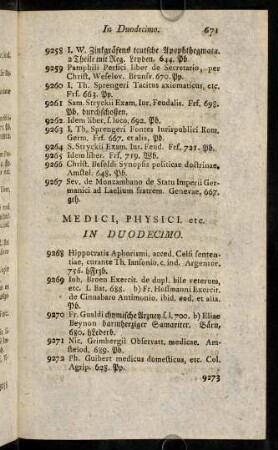 671-676, Medici, Physici, etc. In Duodecimo.