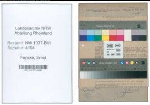 Entnazifizierung Ernst Fenske , geb. 06.06.1897 ()