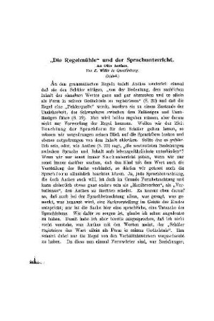 "Die Regelmühle" und der Sprachunterricht : an Otto Anthes ; (Schluß)