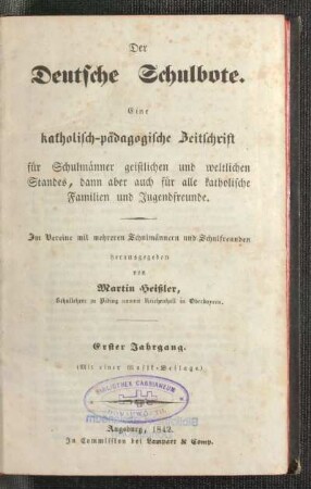 1: Der Deutsche Schulbote - 1. 1842