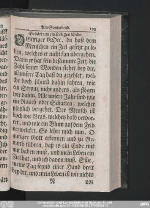 Gebet um ein seeliges Ende.