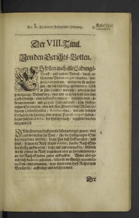 Der VIII. Titul.