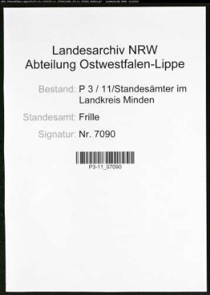 Sterberegister Standesamt Frille