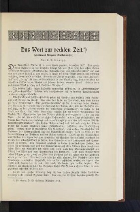 Das Wort zur rechten Zeit. *) (Ferdinand Gregori: Maskenkünste.) Von C. A. Georgy.