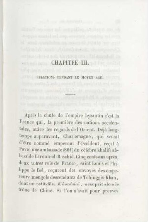 Chapitre III. Relations Pendant le Moyen Age.
