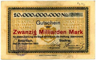 Geldschein / Notgeld, 20 Milliarden Mark, 24.9.1923