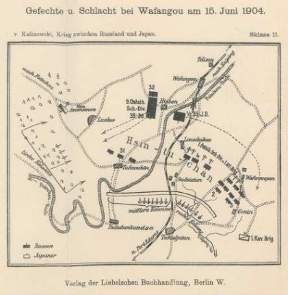 Skizze 11. Gefechte u. Schlacht bei Wafangou am 15. Juni 1904