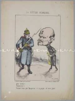 Qui vive! - Karikatur auf Wilhelm I und Louis Jules Trochu