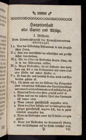 I - VIII. Abschnitt