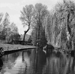 Spreewald. Fließ mit Kahn
