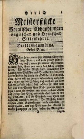 Meisterstücke moralischer Abhandlungen englischer und deutscher Sittenlehrer, 3. 1754