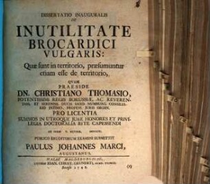 Dissertatio inauguralis de inutilitate brocardici vulgaris: quae sunt in territorio, praesumuntur etiam esse de territorio