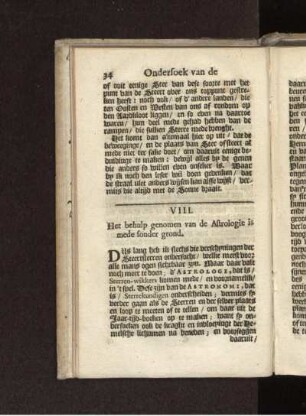 VIII. Het behulp genomen van de Astrologie is mede sonder grond.