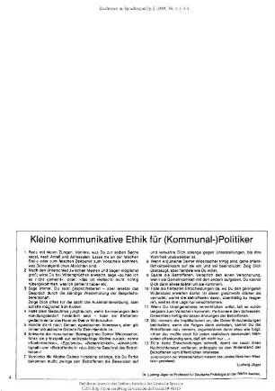 Kleine kommunikative Ethik für (Kommunal-)Politiker