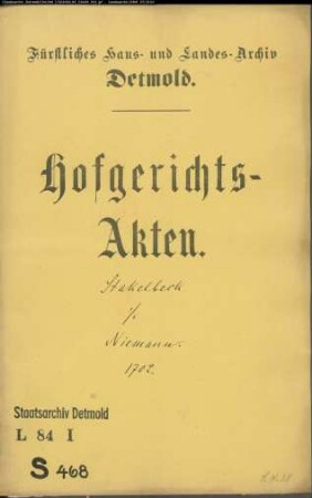Stakelbeck, Thomas zu Salzuflen gegen Hermann Deterding, jetzt Niemann zu Biemsen - Schuldforderung