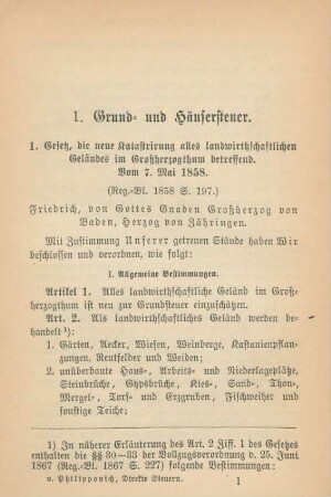 I. Grund- und Häusersteuer