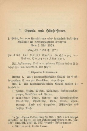 I. Grund- und Häusersteuer