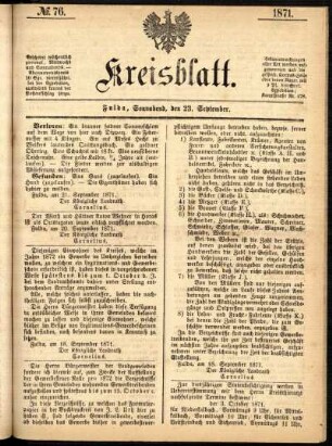 Ausgabe vom Samstag, den 23. September 1871.
