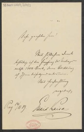 Brief an Adolph Fürstner : 14.11.1889