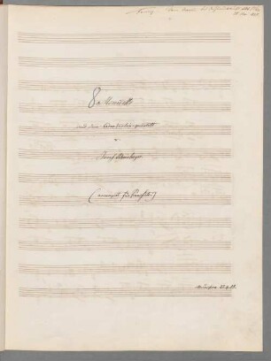 Quartets, pf, IrmR JWV 100, g-Moll, Arr - BSB Mus.ms. 4696-8 : [title page, pencil:] 8. [ink:] Menuetto // aus dem Es dur Violin=quartett // v: // Josef Rheinberger. // (arrangirt für Pianoforte.) // München 28.4.58