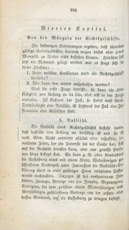 Viertes Kapitel. Von den Mängeln der Rechtsgeschäfte