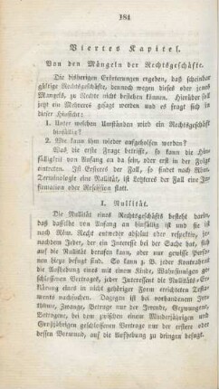 Viertes Kapitel. Von den Mängeln der Rechtsgeschäfte