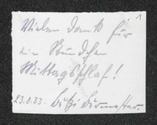 Brief von Unbekannt an Gerhart Hauptmann