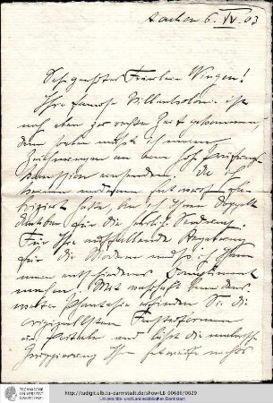 Brief vom 06.04.1903
