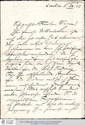 Brief vom 06.04.1903