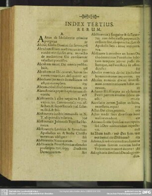 Index Tertius. Rerum