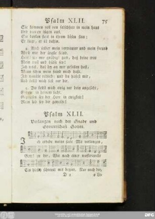Psalm XLII. Verlangen nach der Gnade und Gemeinschaft Gottes.