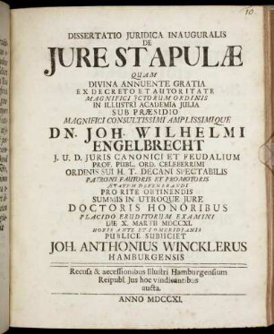 Dissertatio Juridica Inauguralis De Jure Stapulæ