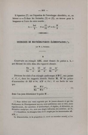 Exercices de mathématiques élémentaire.