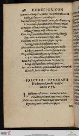 Ioachimi Camerarii Hodoeporicon Hyemale Anno 1557
