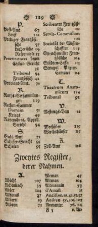 Zweytes Register derer Nahmen