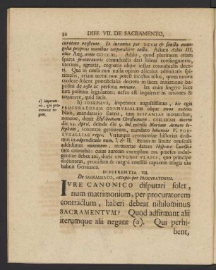Differentia VII. De Sacramento, accepto per Procuratorem