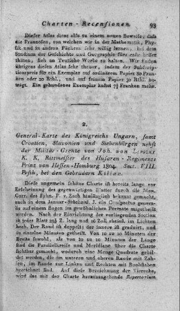 General-Karte des Königreichs Ungarn, samt Croatien, Slavonien und Siebenbürgen nebst der Militär-Grenze / von Joh. von Lipszky. - Pesth : Kilian, 1804